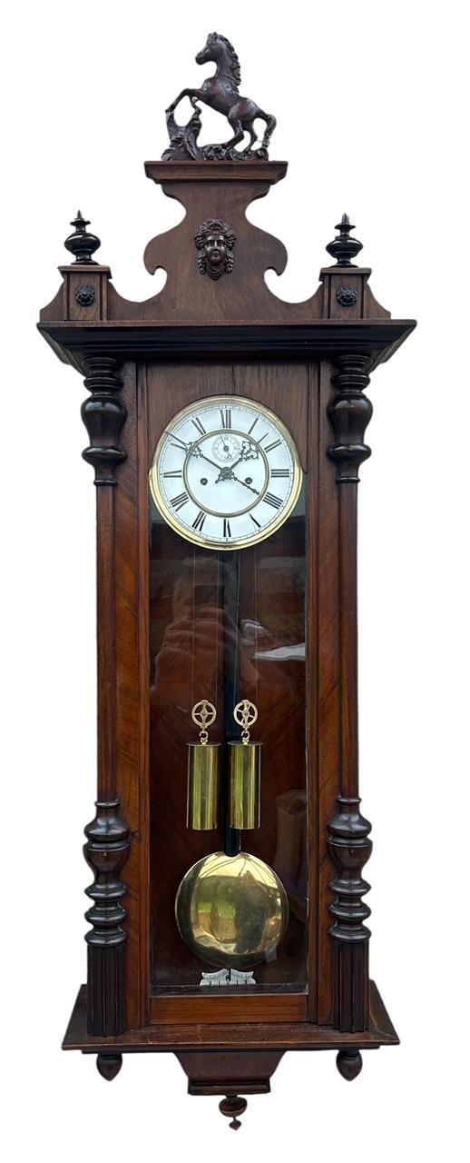 Stunning Antique Kienzle Twin Weight Vienna Regulator Walnut & Ebonized Case Wall Clock (1 of 13)