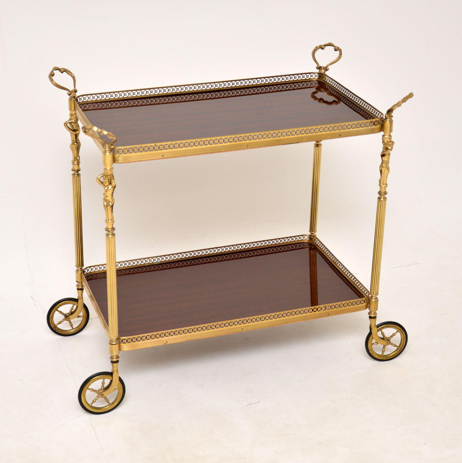 1970's Vintage French Brass & Mahogany Drinks Trolley (1 of 11) 1970's Vintage French Brass & Mahogany Drinks Trolley (1 of 11)