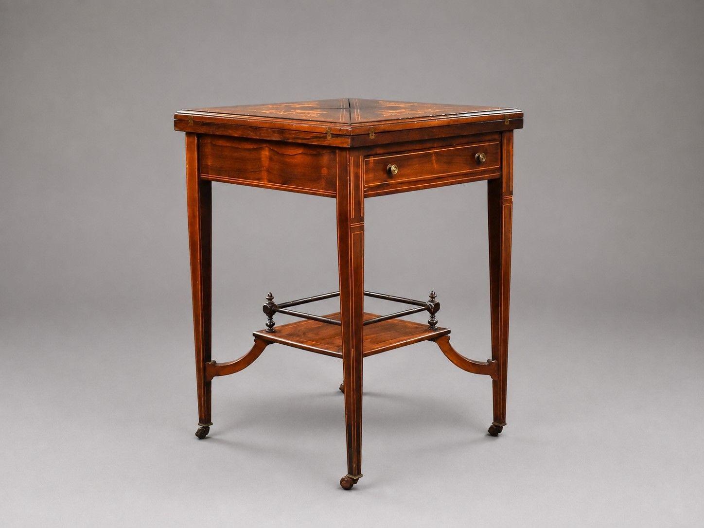 Edwardian Inlaid Rosewood Envelope Card Table (1 of 14) Edwardian Inlaid Rosewood Envelope Card Table (1 of 14)
