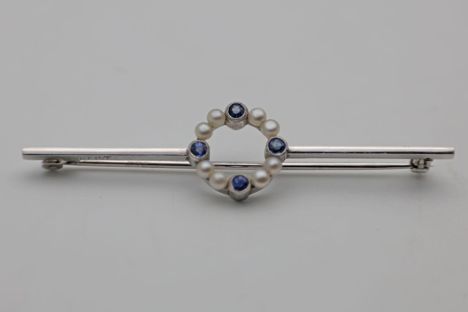 Edwardian 18ct White Gold and Platinum Bar Brooch (1 of 3)