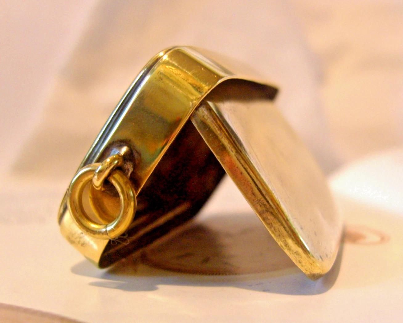 Pocket Watch Chain Vesta Case Fob Victorian Large Brass 1890s Devil Engraved (1 of 14)