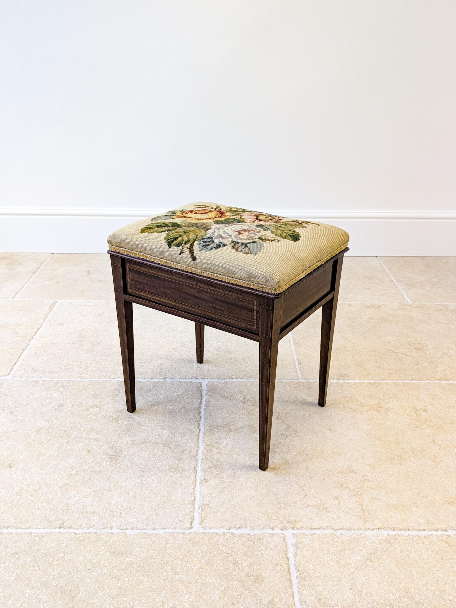 Antique Edwardian Inlaid Mahogany Piano Stool by Jas Shoolbred c.1905 (1 of 20) Antique Edwardian Inlaid Mahogany Piano Stool by Jas Shoolbred c.1905 (1 of 20)