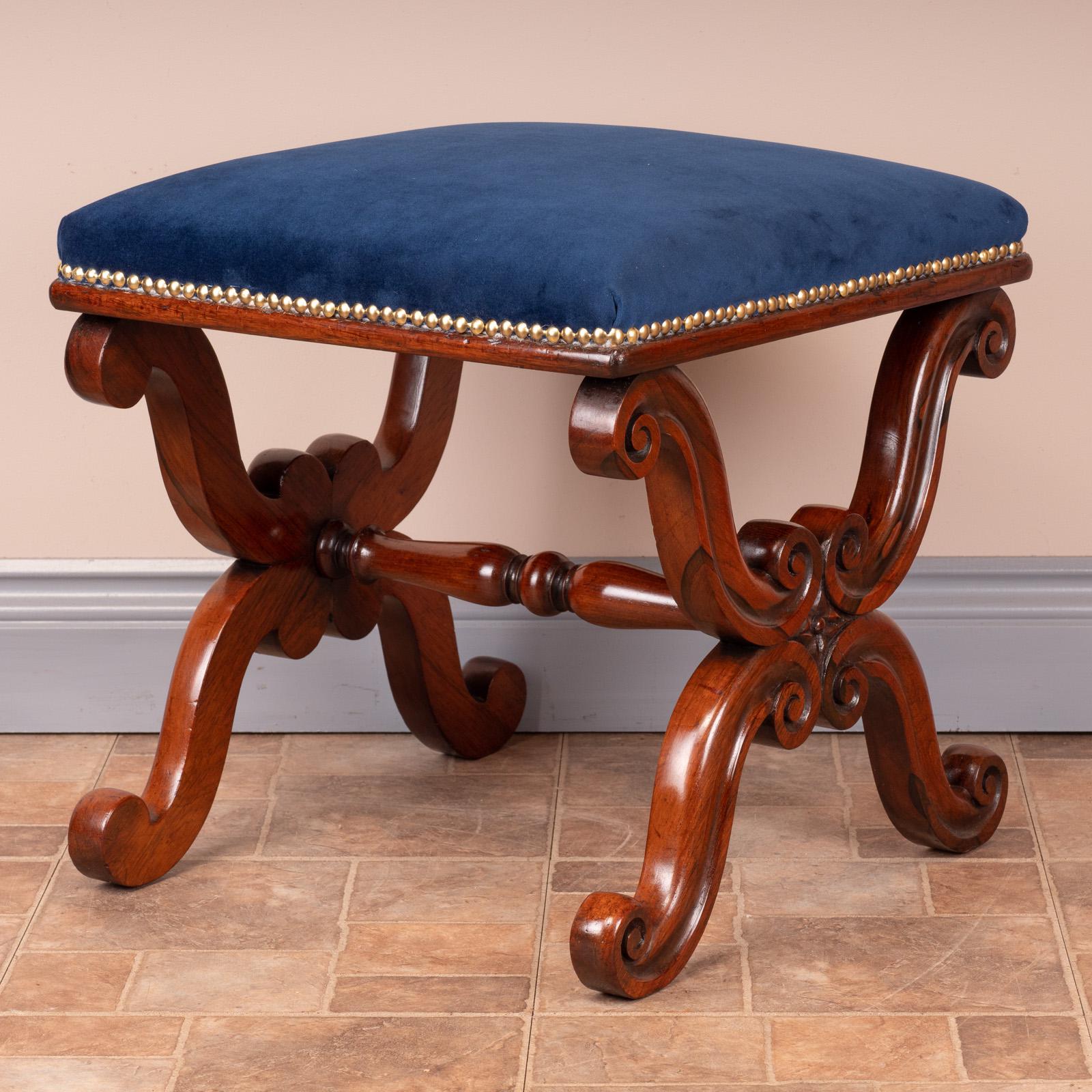 Good Quality 19th Century X-framed Rosewood Stool (1 of 10)