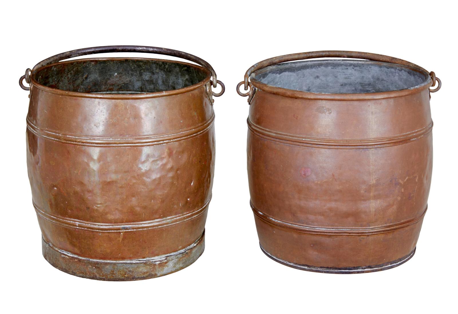 Near Pair of Late 19th Century Copper Buckets (1 of 5)