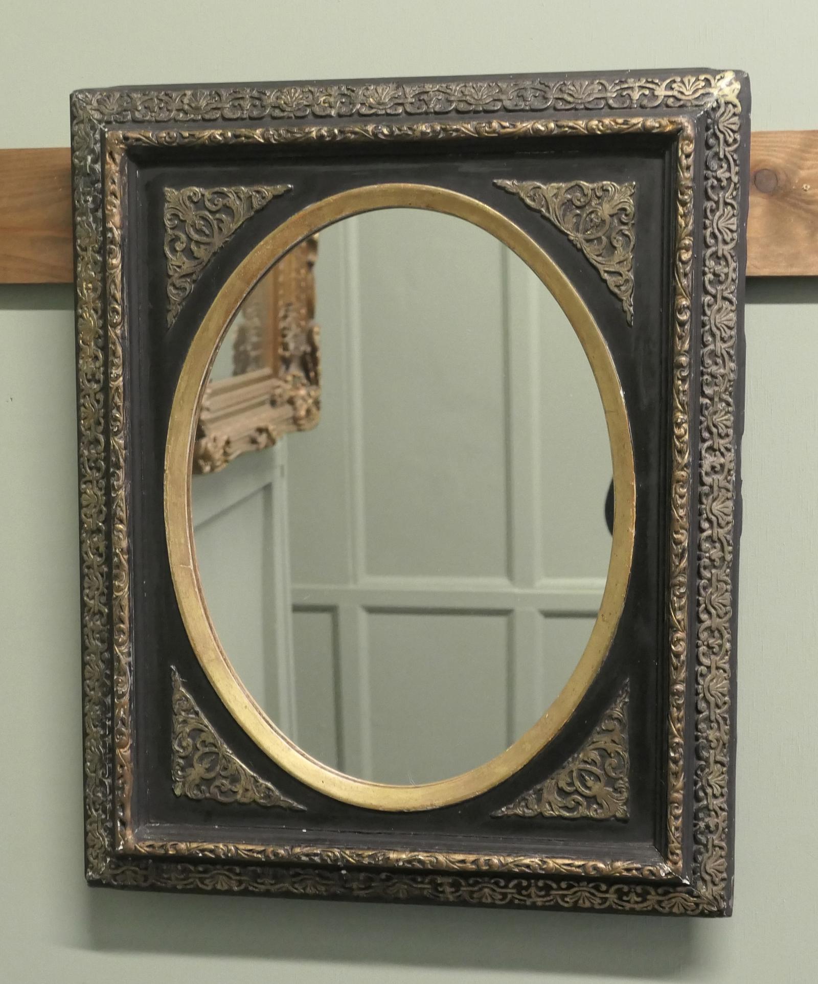Stunning French Empire Gilt Brass and Black Lacquer Wall Mirror (1 of 4)