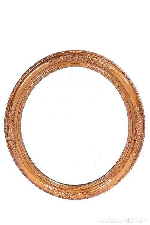 Antique Carved Gilt Oval Wall Mirror c.1900 (1 of 5)