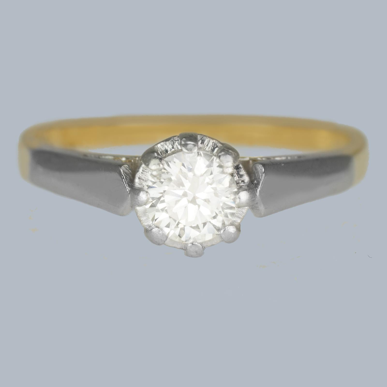 Art Deco Solitaire Engagement Ring 18ct Gold Platinum 1920s Vintage Diamond Ring (1 of 9)