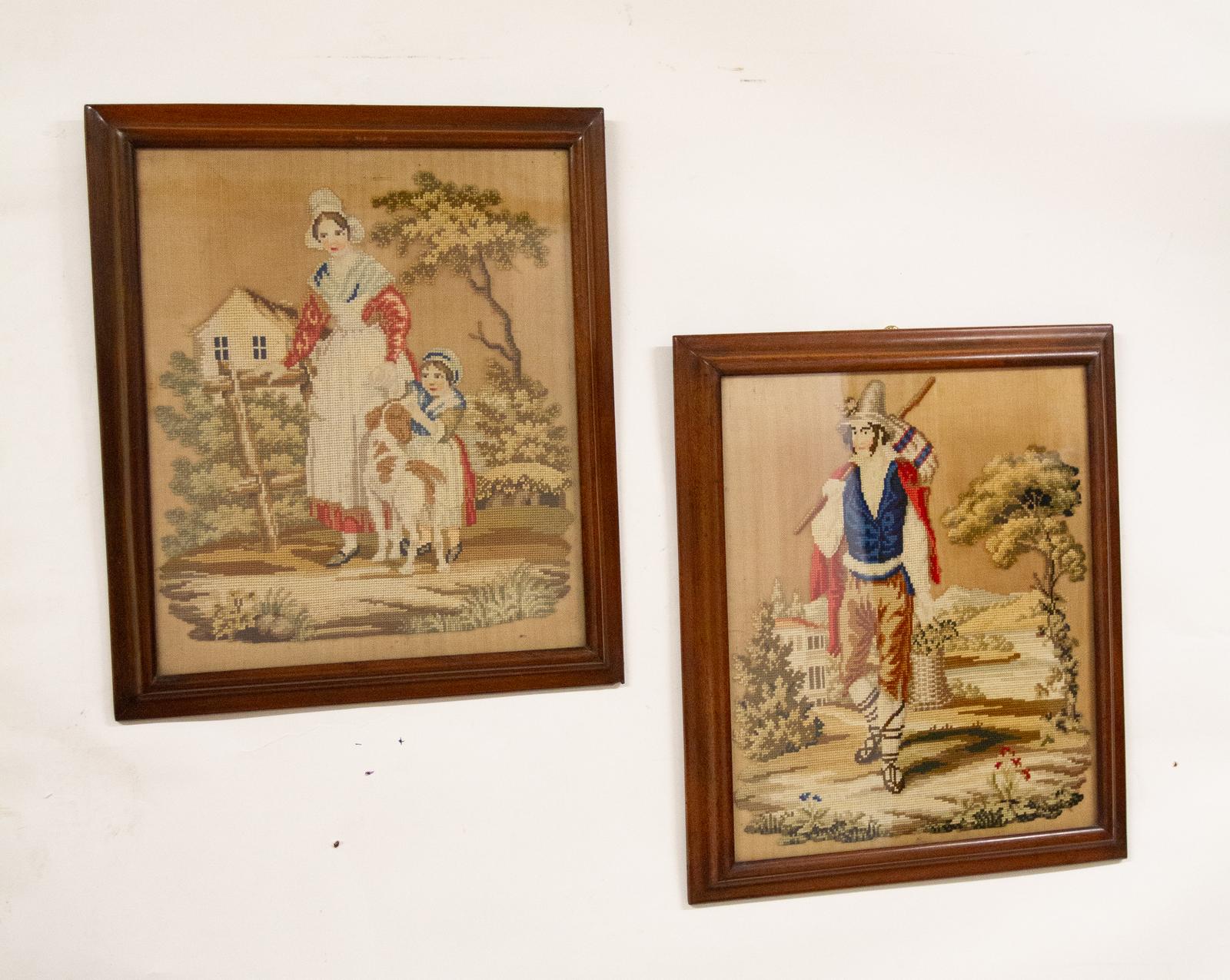 Pair of Early Victorian Mahogany Framed Needlepoint Pictures (1 of 3) Pair of Early Victorian Mahogany Framed Needlepoint Pictures (1 of 3)