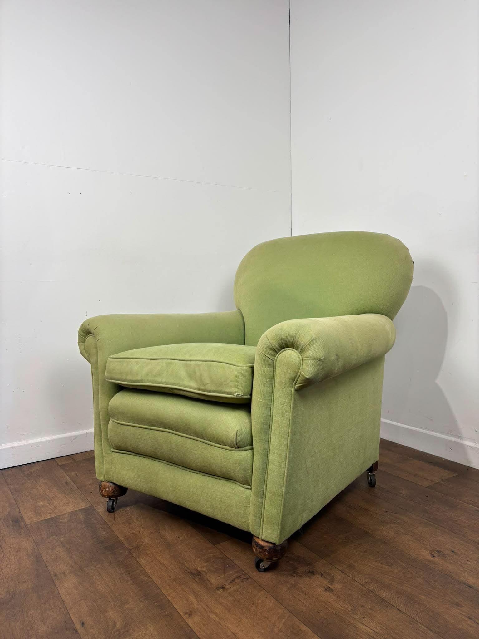 Edwardian Green Upholstered Club Chair (1 of 16) Edwardian Green Upholstered Club Chair (1 of 16)