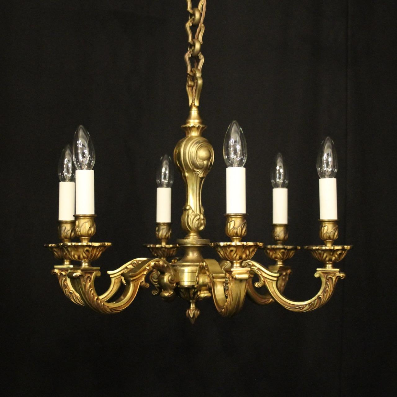 French Gilded Bronze 6 Light Antique Chandelier (1 of 10)