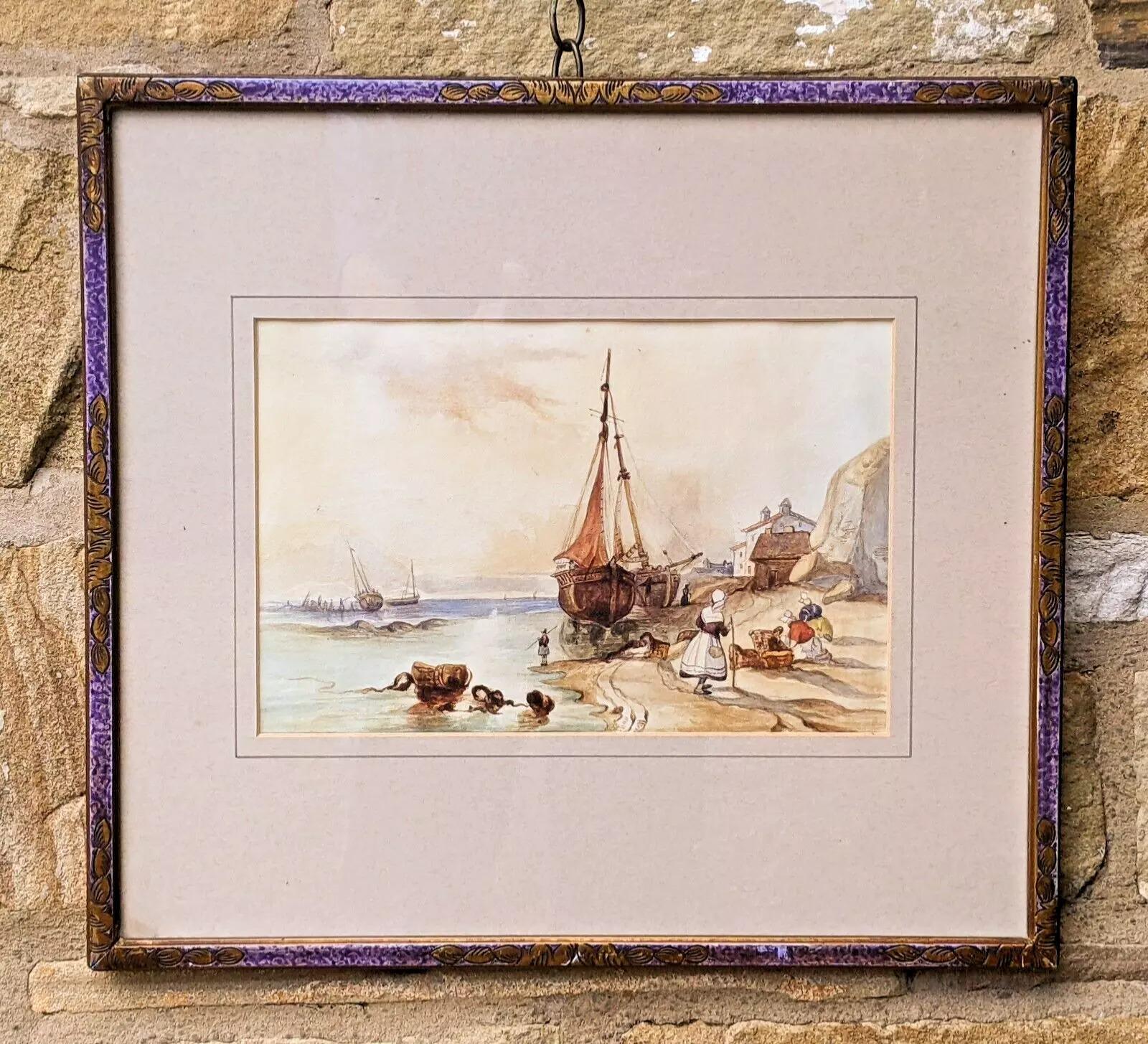 Antique Watercolour Painting in Hand Enamelled Polychrome Frame (1 of 4)