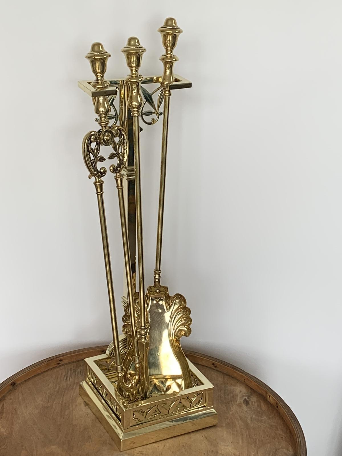 Victorian Aesthetic Movement Brass Fire Tool Stand by W.H Jackson & Co c.1875 (1 of 10)