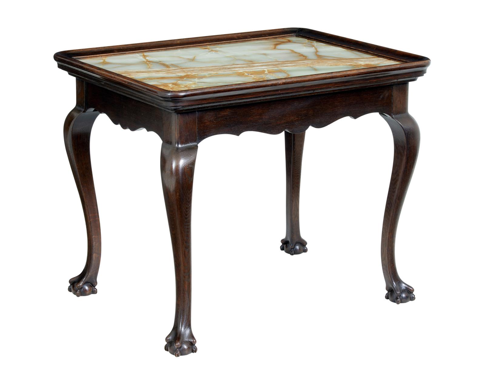 19th Century Oak Chippendale Influenced Onyx Top Table (1 of 8)