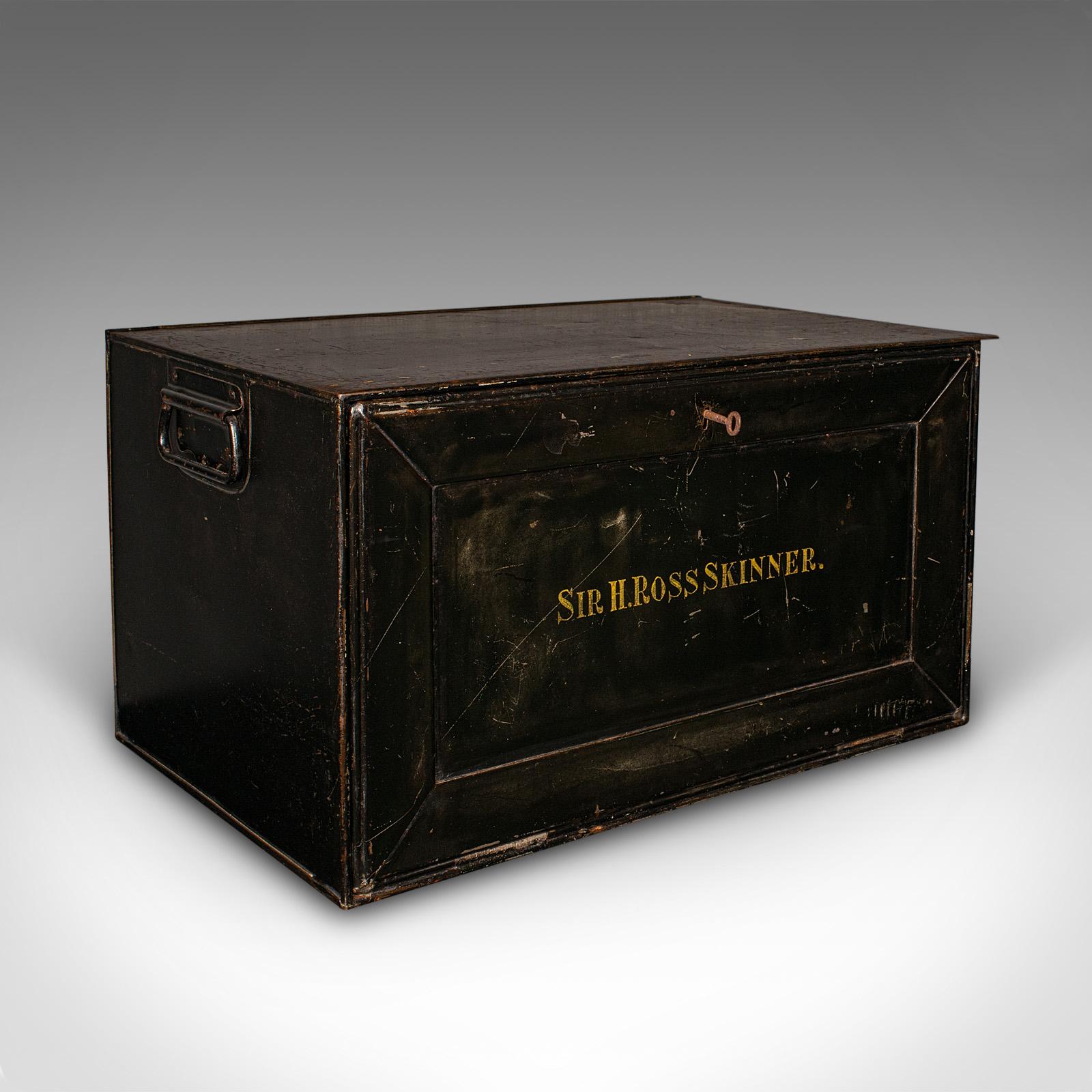 Antique Fall Front Deed Box, English, Steel, Keepsake Case, Storage c.1920 (1 of 9) Antique Fall Front Deed Box, English, Steel, Keepsake Case, Storage c.1920 (1 of 9)