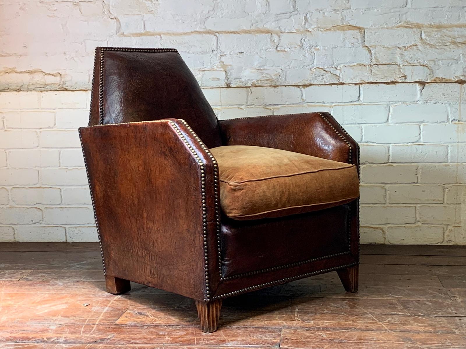 Fabulous French Leather Club Chair ‘Normandie’ Model c.1920 (1 of 11) Fabulous French Leather Club Chair ‘Normandie’ Model c.1920 (1 of 11)