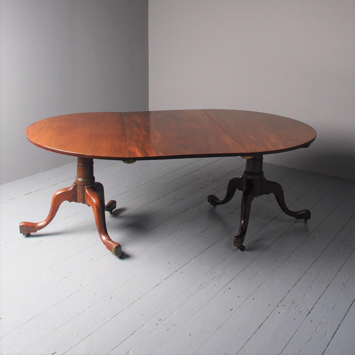 Antique Georgian Mahogany Twin Pedestal Dining Table (1 of 9)