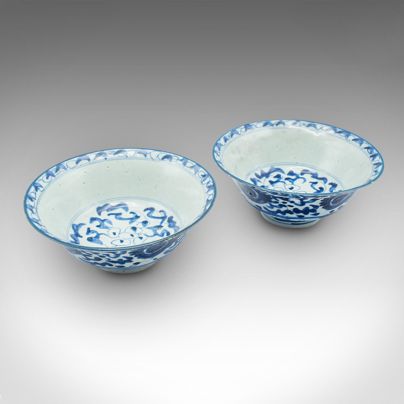 Pair of Antique Blue & White Serving Bowls, Chinese, Ceramic, Dish, Victorian (1 of 11)