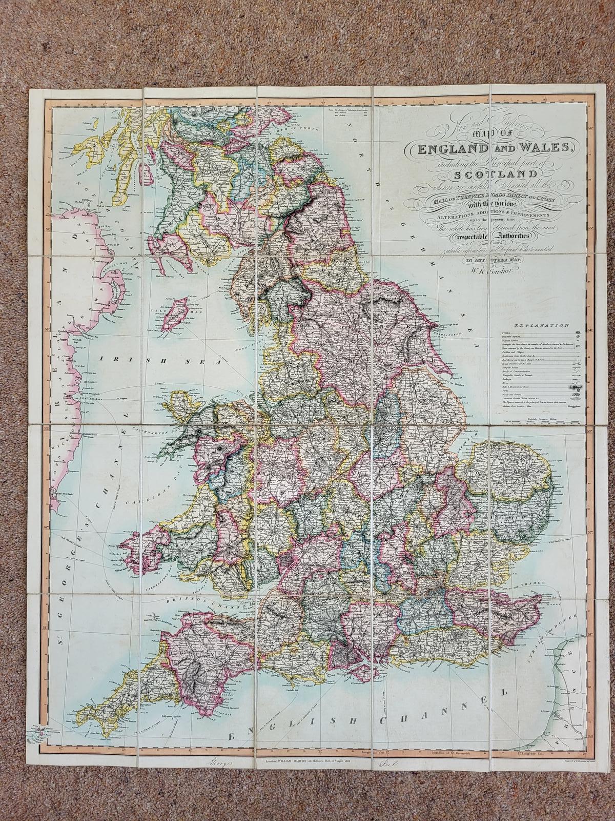 1823 Map of England & Wales Including Principal Part of Scotland Map by William Darton (1 of 8)