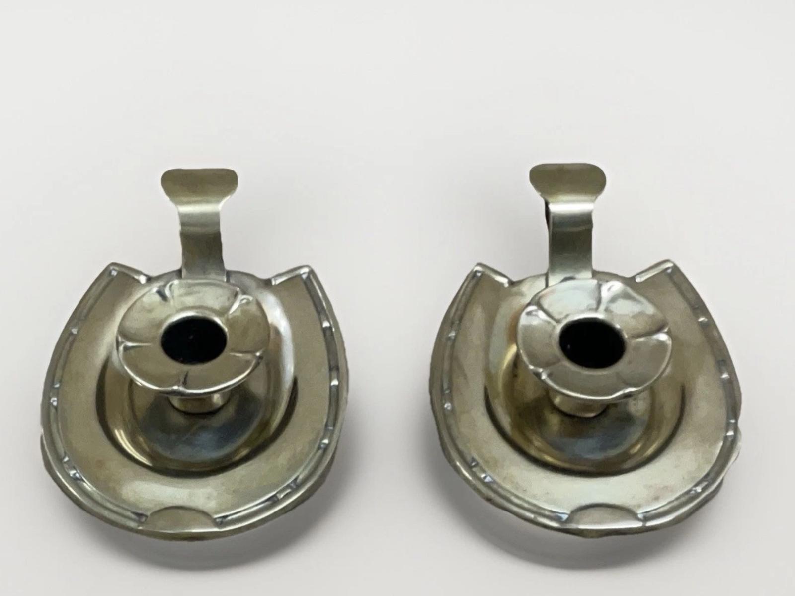 Pair of Arts & Crafts Candlesticks / Chambersticks Horseshoe Designs Antique c.1900 (1 of 6) Pair of Arts & Crafts Candlesticks / Chambersticks Horseshoe Designs Antique c.1900 (1 of 6)