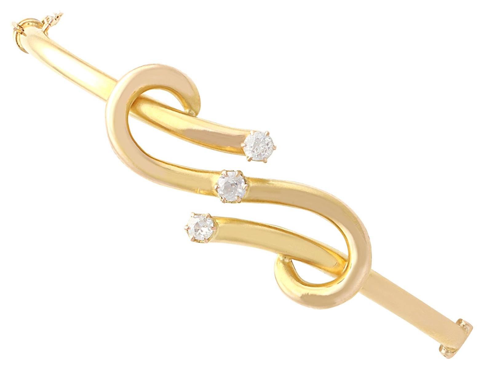 Antique Victorian 0.15ct Diamond & 18ct Yellow Gold Bangle (1 of 11)