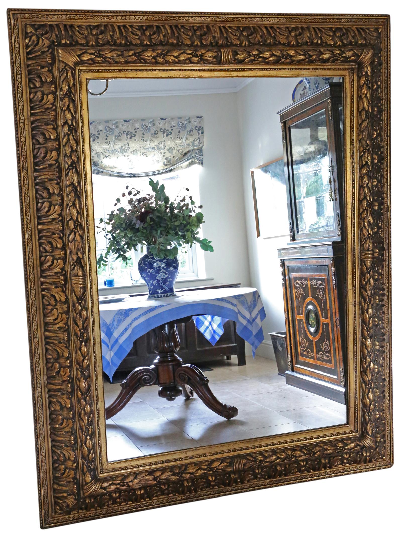 Antique 19th Century Very Large Gilt Overmantle Floor Wall Mirror - Fine Quality (1 of 8)