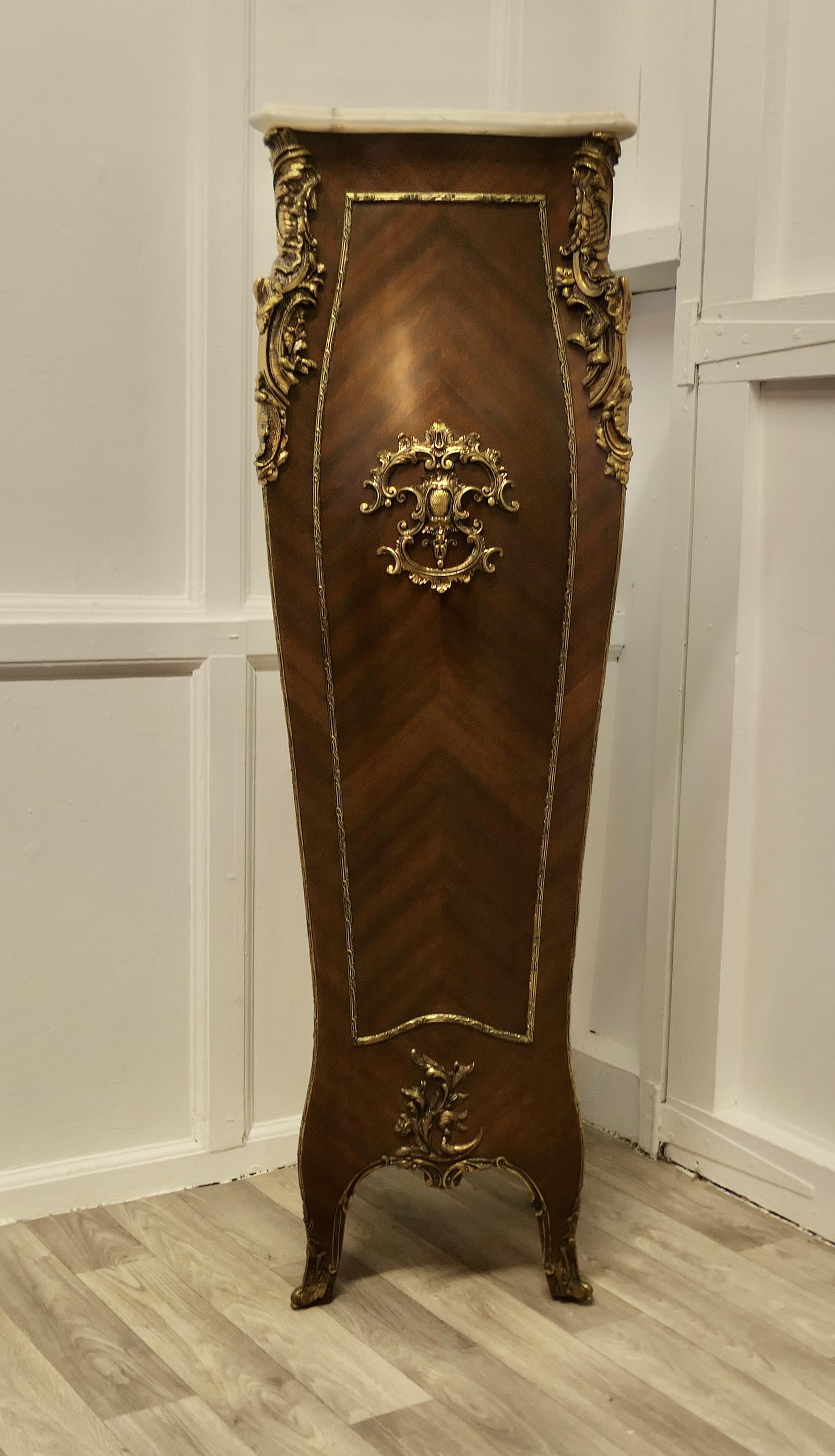 Large French Rococo Walnut and Ormolu Pedestal (1 of 8)