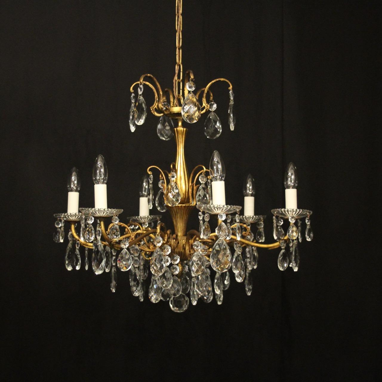 French Gilded & Crystal 6 Light Chandelier (1 of 10) French Gilded & Crystal 6 Light Chandelier (1 of 10)