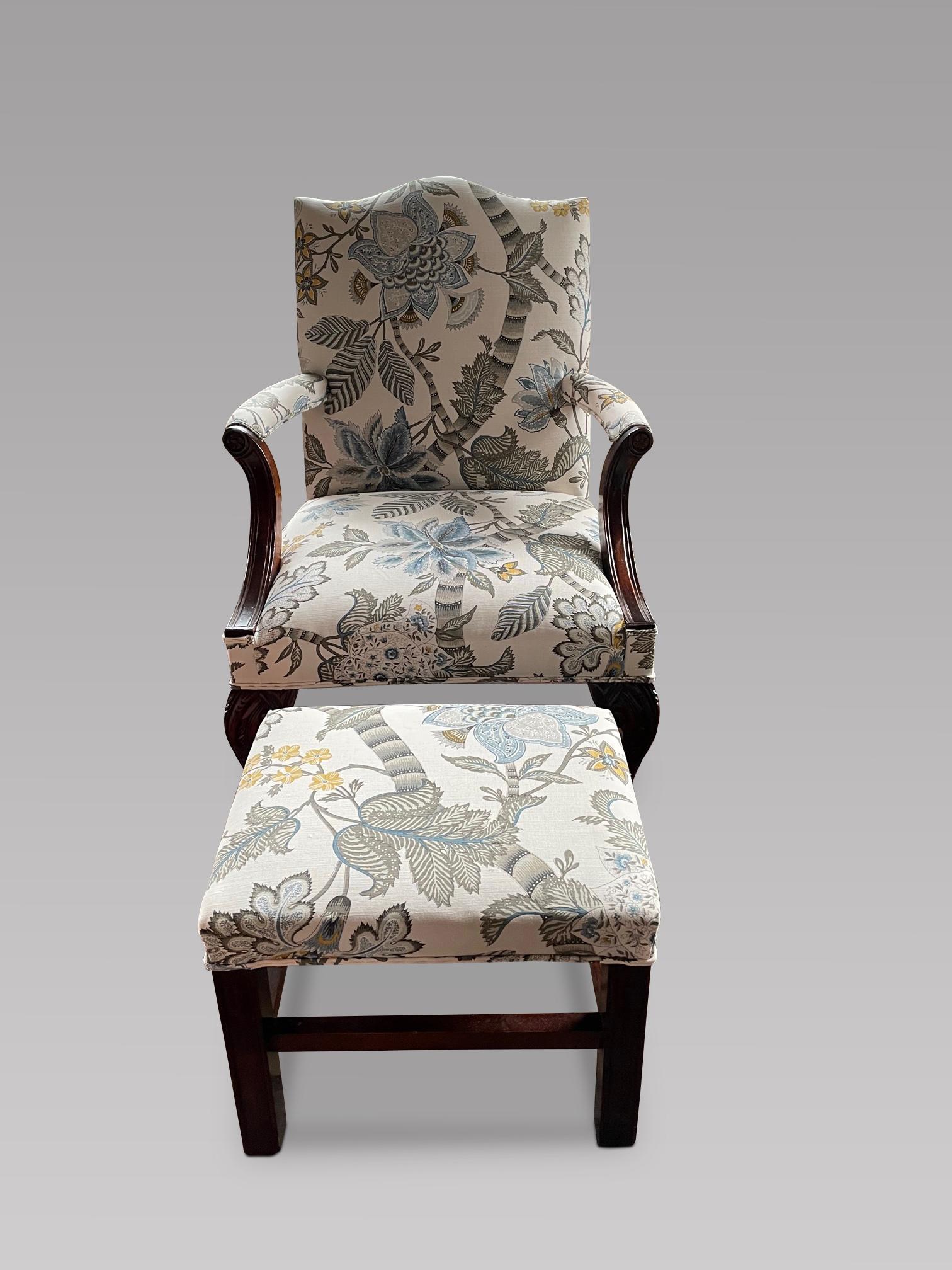 Mahogany Gainsborough Style Armchair with Cabriole Legs to Ball & Claw Feet & Foot Stool (1 of 3) Mahogany Gainsborough Style Armchair with Cabriole Legs to Ball & Claw Feet & Foot Stool (1 of 3)