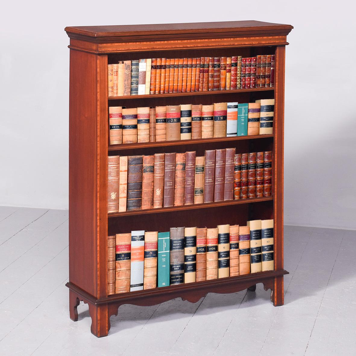 Neat-sized Inlaid Mahogany Sheraton-style Edwardian Open Bookcase (1 of 9) Neat-sized Inlaid Mahogany Sheraton-style Edwardian Open Bookcase (1 of 9)