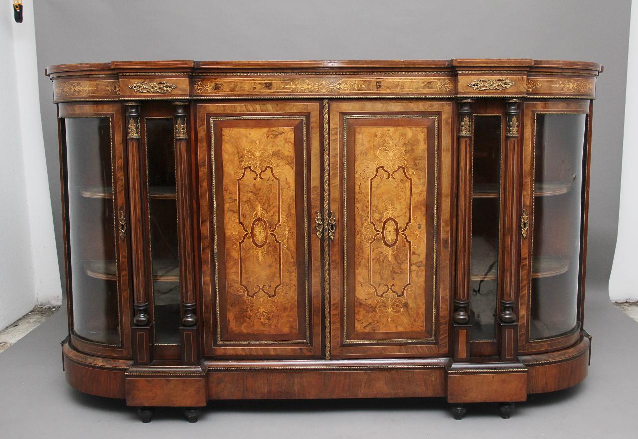 19th Century burr walnut breakfront credenza (1 of 10) 19th Century burr walnut breakfront credenza (1 of 10)