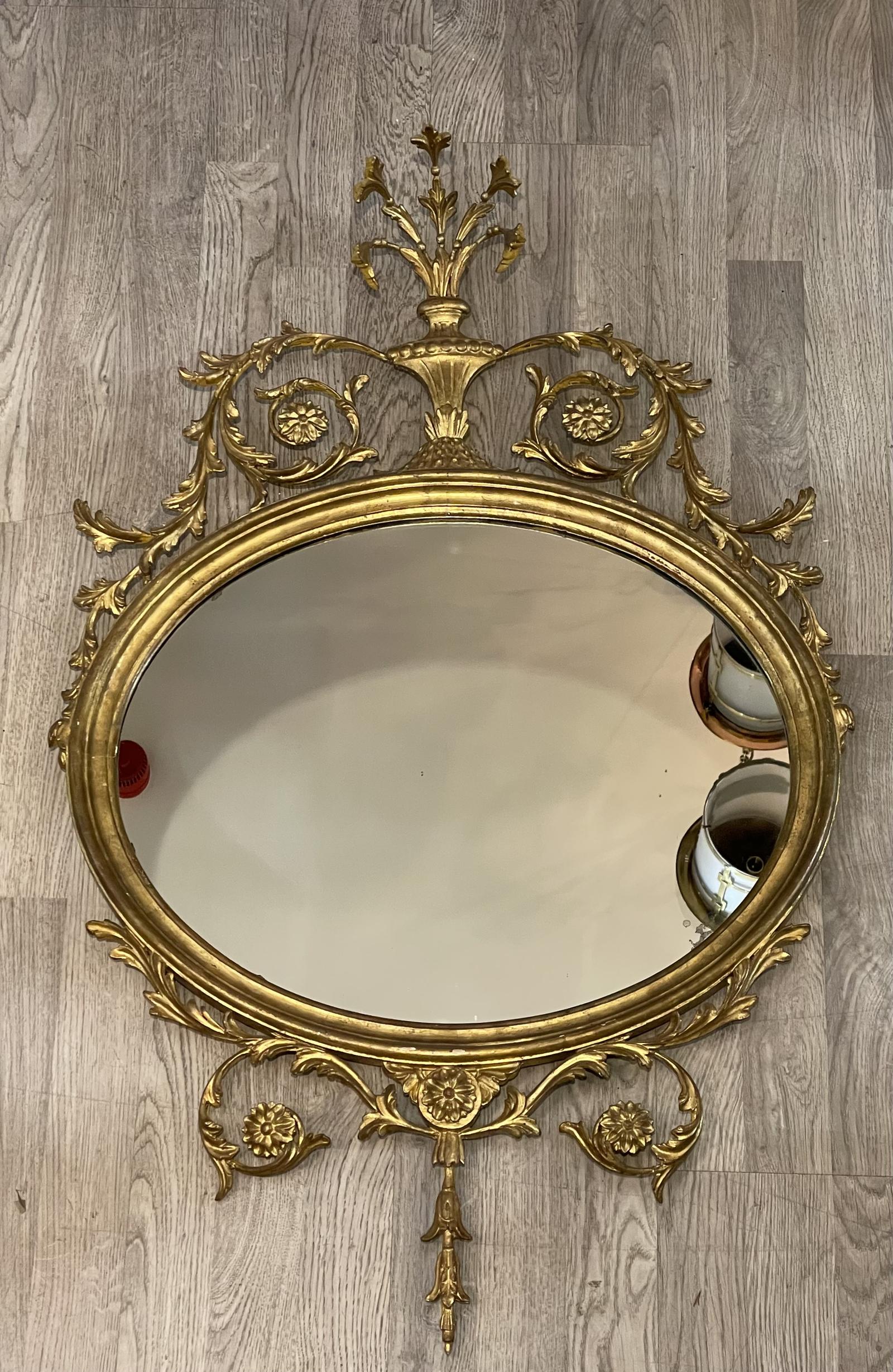 Adam Style Giltwood & Gesso Wall Mirror c.1900 (1 of 7)