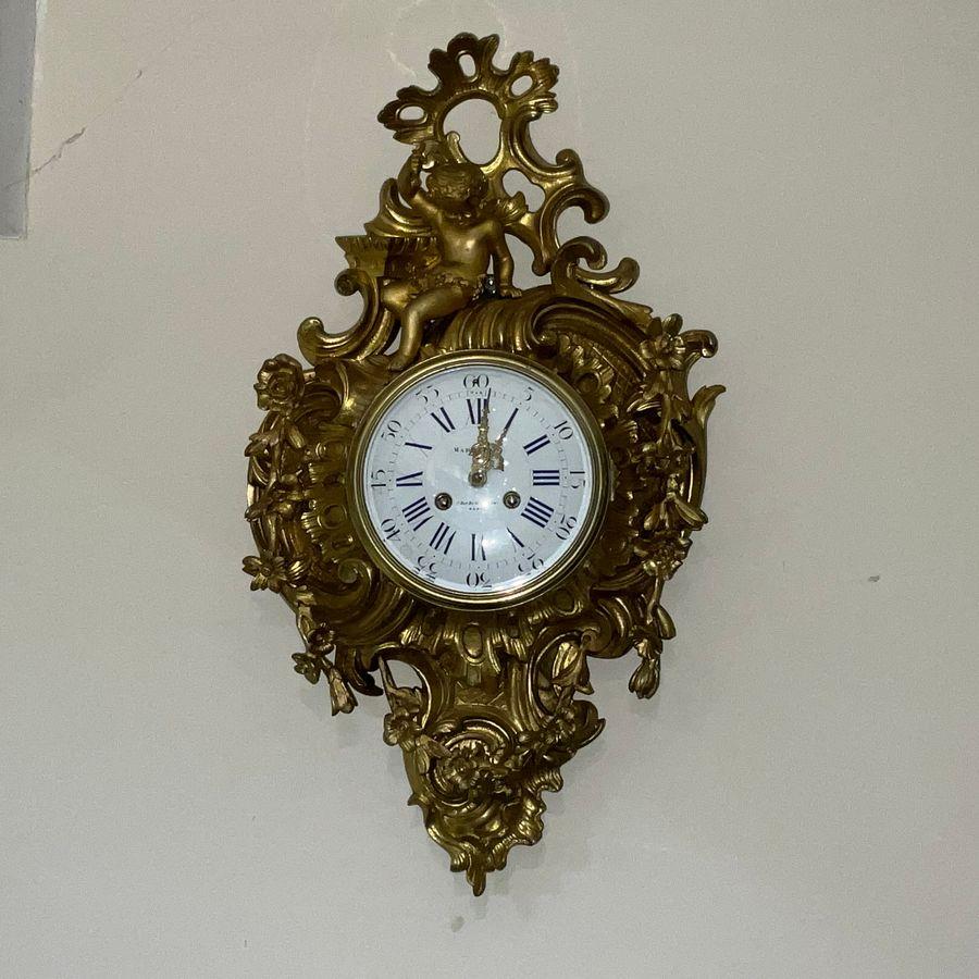 Antique French Ormolu Rococo Cartel Wall Clock (1 of 19)