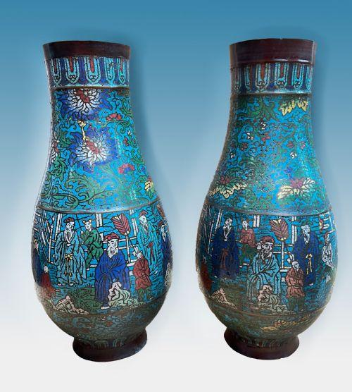 Pair of Decorative Early 20th Century Oriental Cloisonné  Vases (1 of 7)