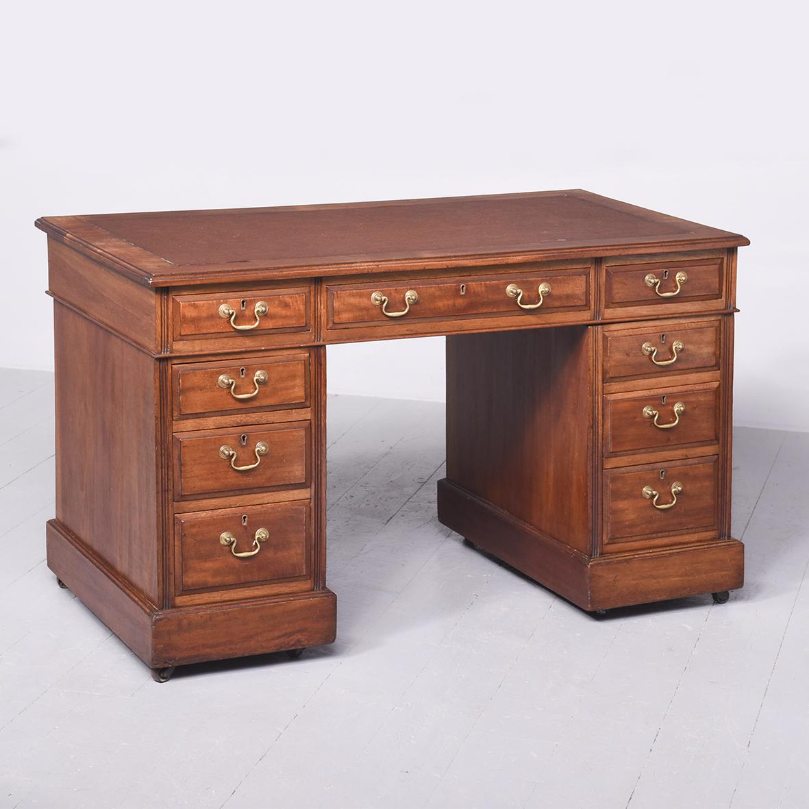 Mahogany 3 Part Pedestal Desk (1 of 8)