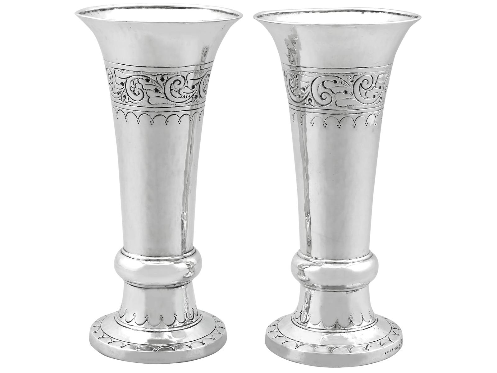 Antique George V Arts & Crafts Style Sterling Silver Vases by Liberty & Co Ltd (1 of 9)