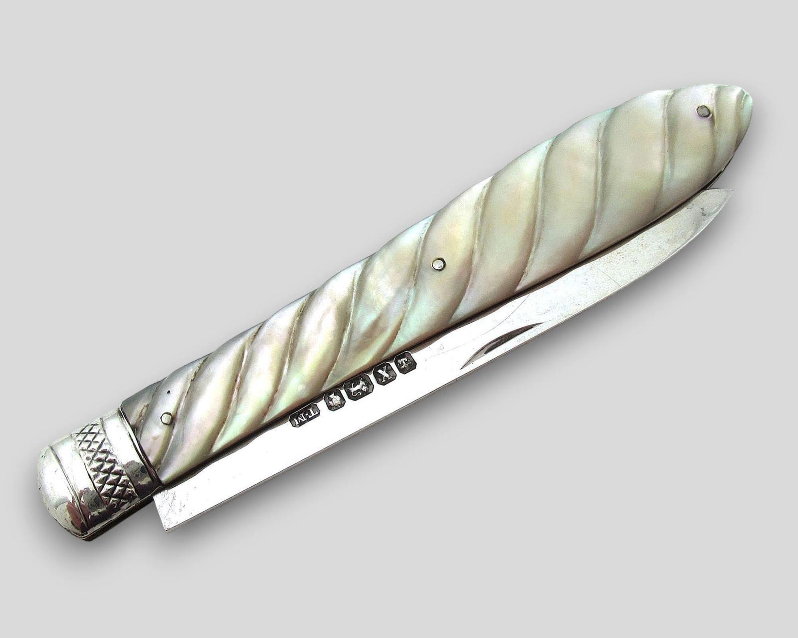 Large Sheffield Antique Victorian Sterling Silver & Mother of Pearl Pocket Folding Fruit Knife Thomas Marples (1 of 8) Large Sheffield Antique Victorian Sterling Silver & Mother of Pearl Pocket Folding Fruit Knife Thomas Marples (1 of 8)