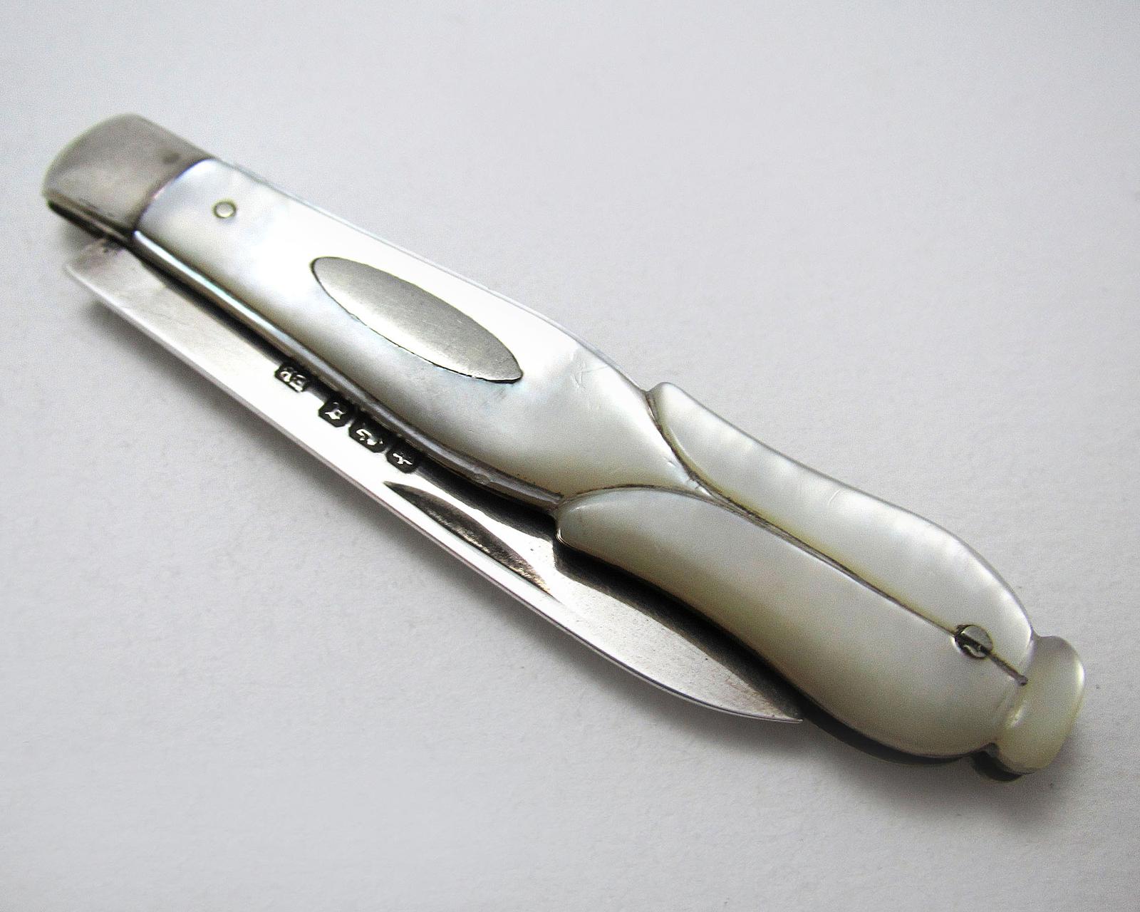 High-Quality Antique Sheffield Sterling Silver Carved Mother of Pearl Fruit Knife Penknife, Edmund Bell (1 of 7) High-Quality Antique Sheffield Sterling Silver Carved Mother of Pearl Fruit Knife Penknife, Edmund Bell (1 of 7)