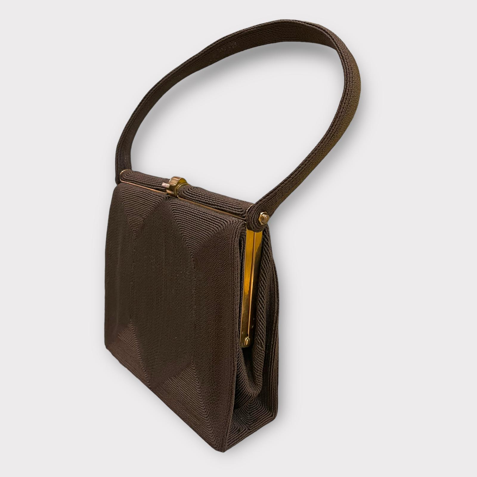 1940s-1950s Brown Original Cordé Handbag (1 of 8)