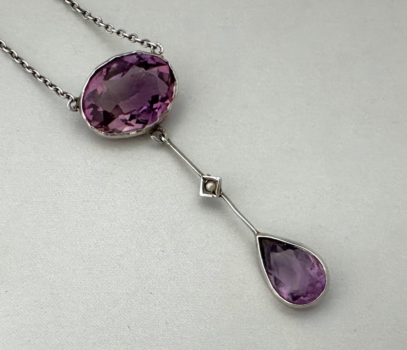 An Elegant Early 20th Century Silver & Amethyst Necklace Pendant (1 of 4) An Elegant Early 20th Century Silver & Amethyst Necklace Pendant (1 of 4)