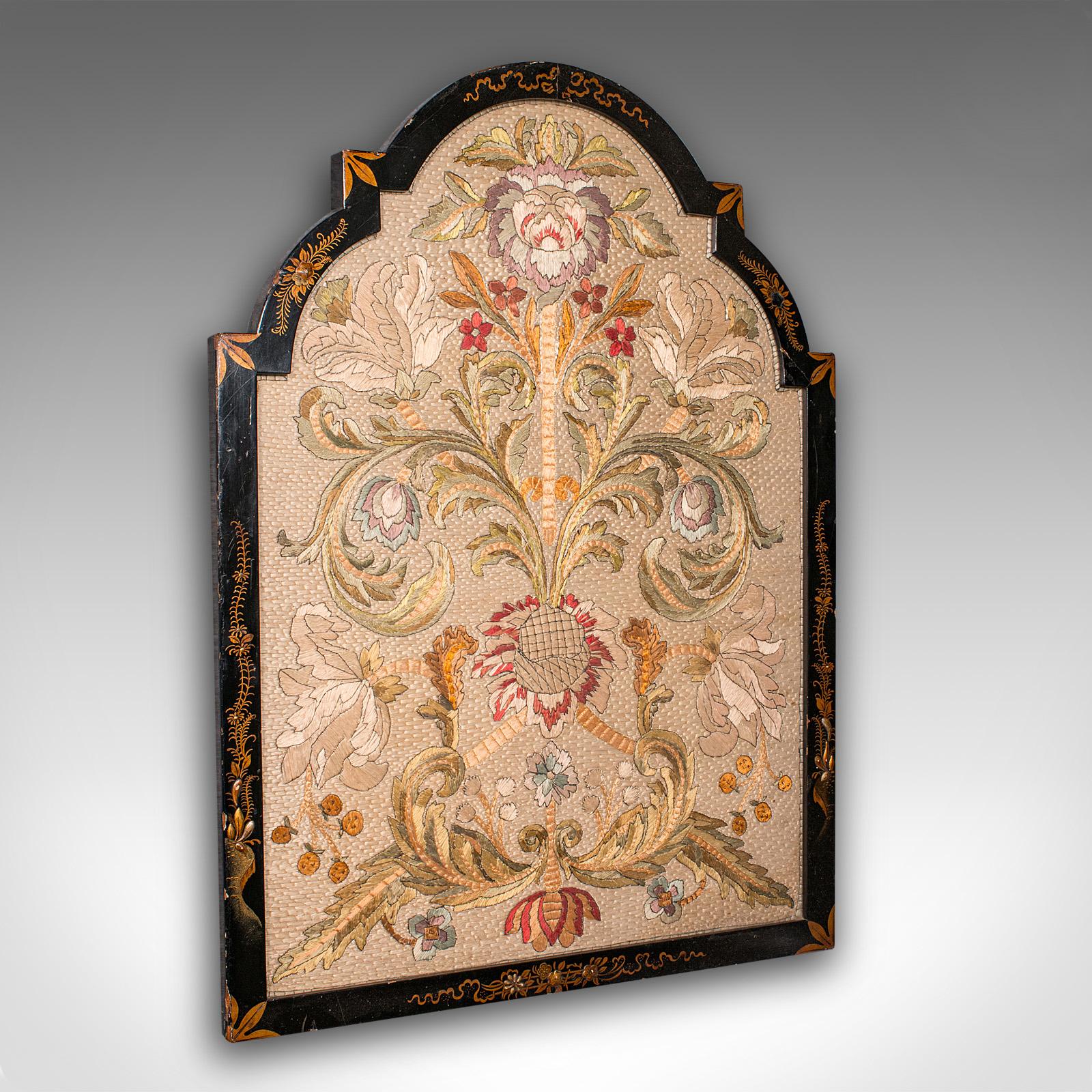 Antique Embroidered Panel, English, Framed Silkwork, Baroque Taste, Victorian (1 of 12)