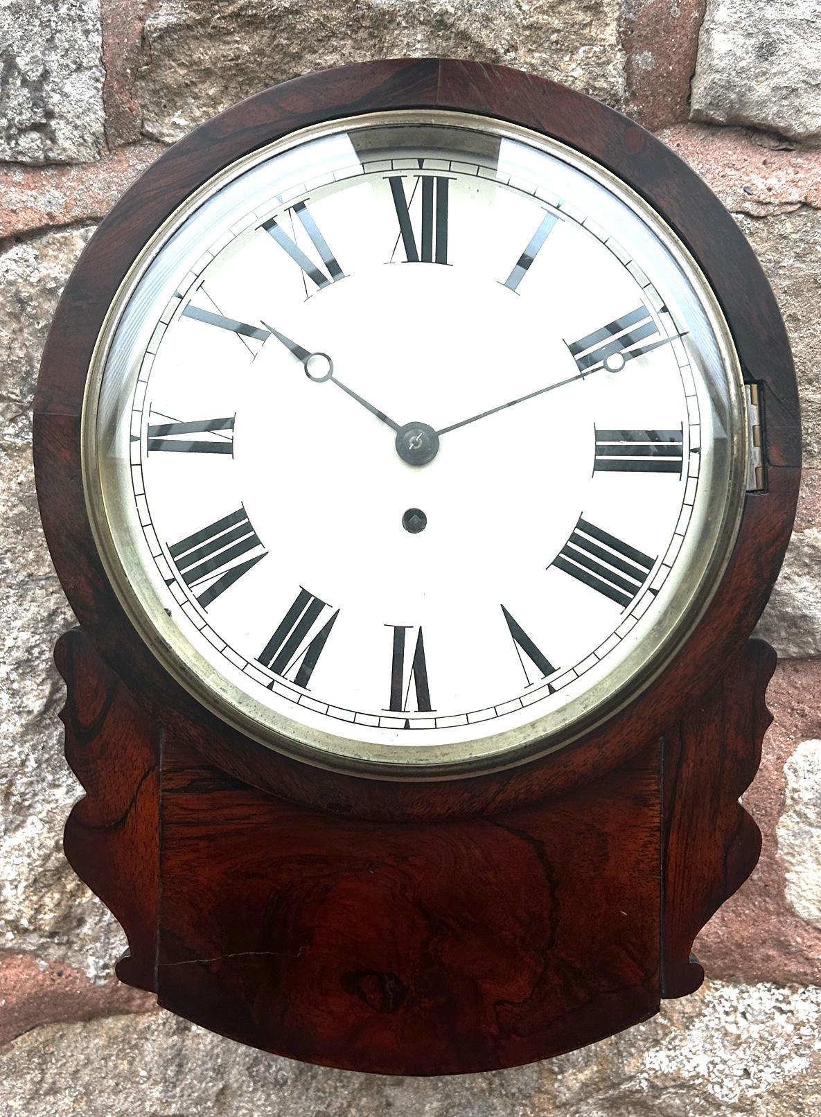 Incredible Rosewood Mini Drop Dial Clock Fusee Movement c.1860 (1 of 8)