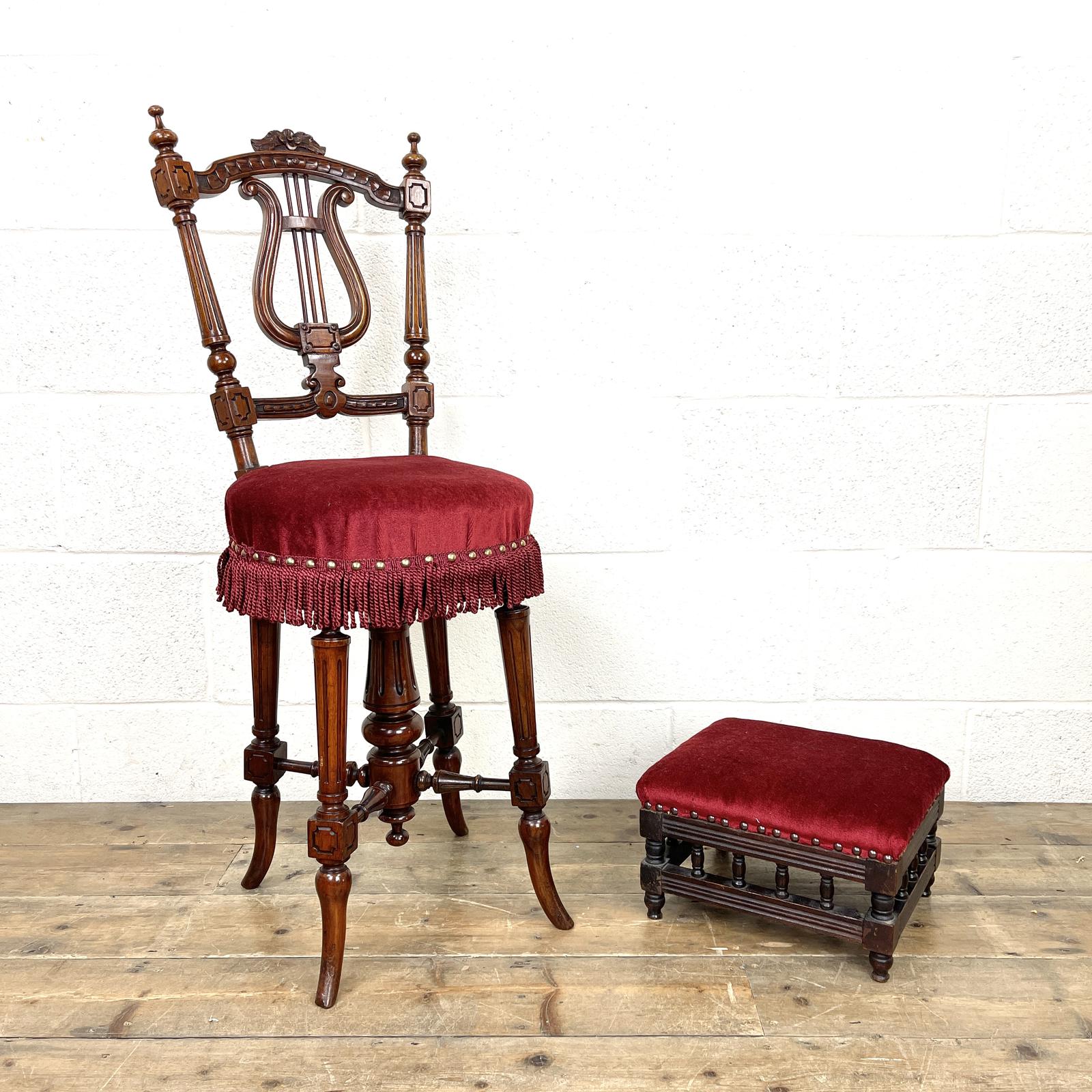 Antique Mahogany Musician’s Stool & Footstool (1 of 9) Antique Mahogany Musician’s Stool & Footstool (1 of 9)