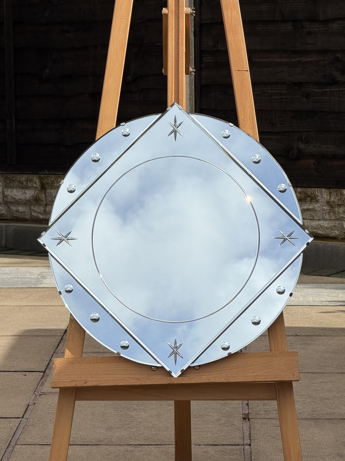 Silver Diamond Shaped Deco Mirror (1 of 6) Silver Diamond Shaped Deco Mirror (1 of 6)