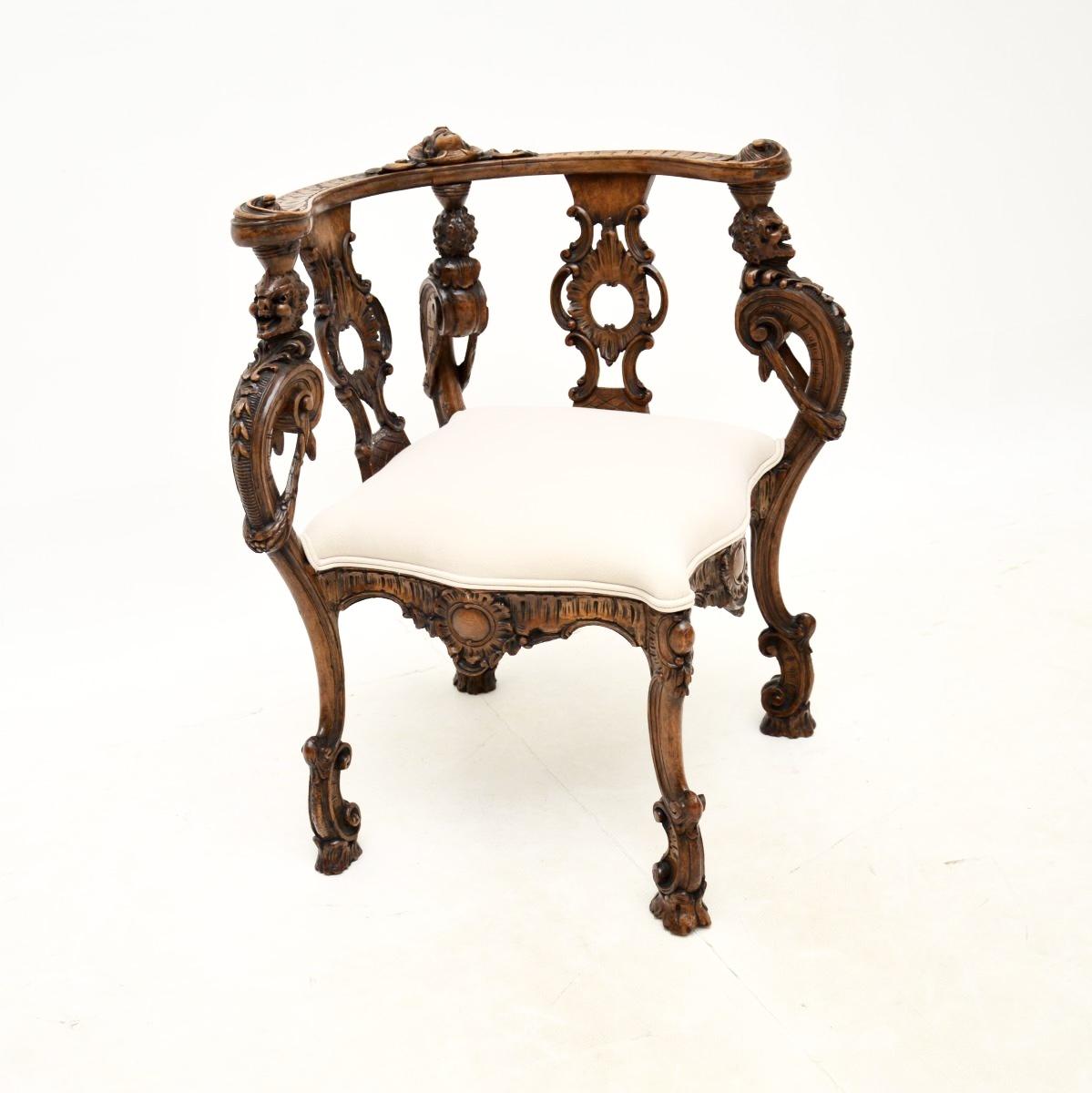 Antique Carved Walnut Corner Chair (1 of 15) Antique Carved Walnut Corner Chair (1 of 15)