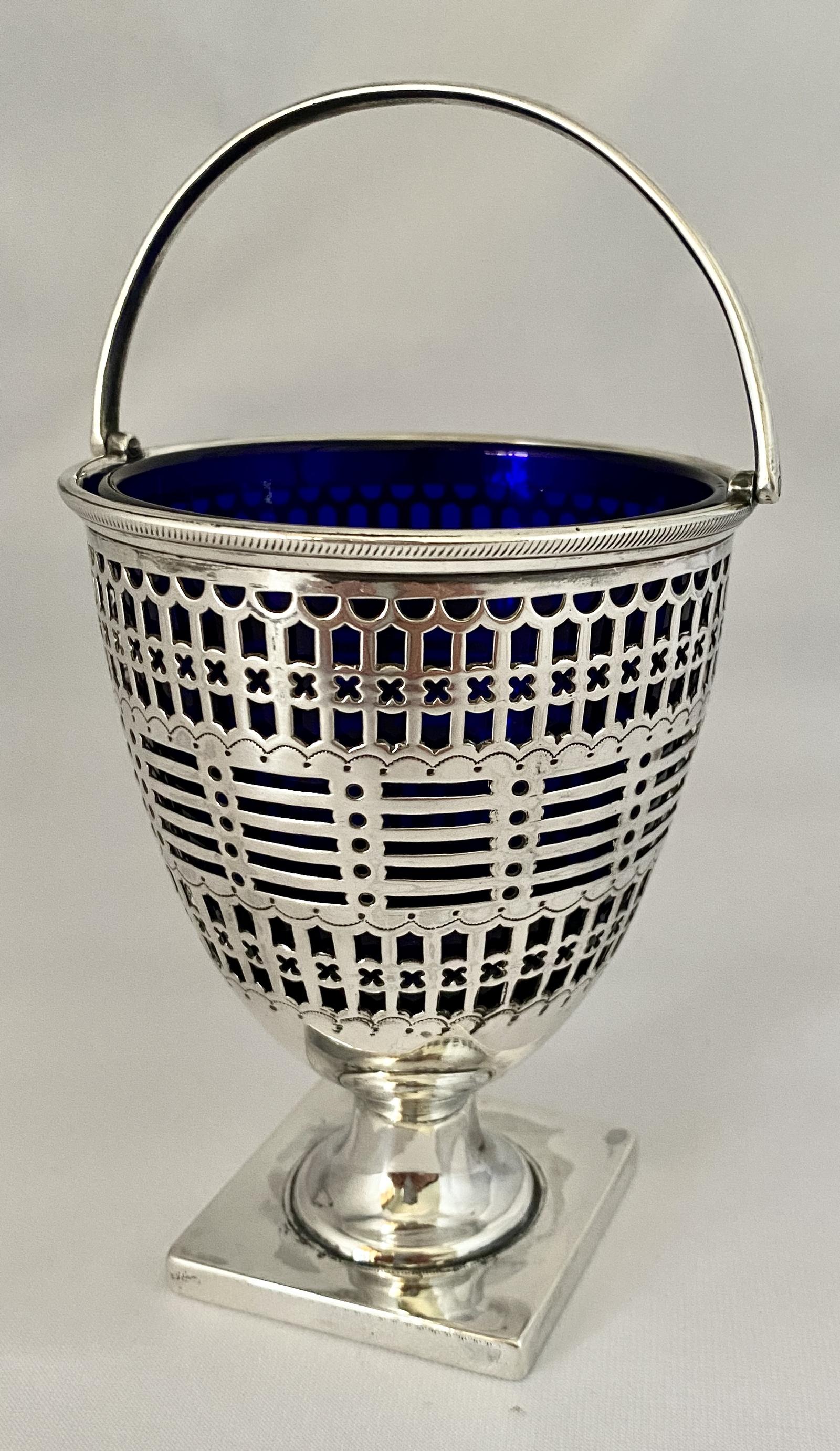 Victorian Silver Basket with Blue Liner - Sheffield 1893 (1 of 10)