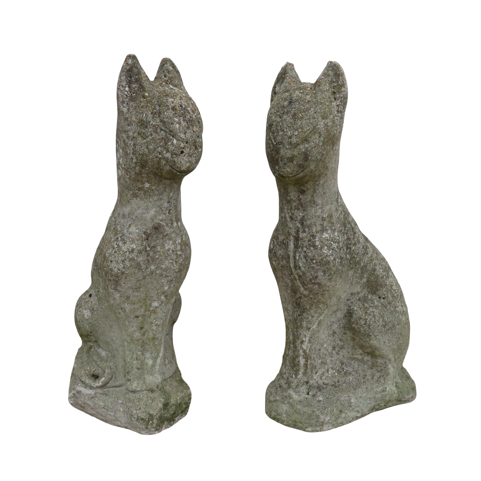 Pair of Vintage Weathered Garden Cat Ornaments (1 of 8) Pair of Vintage Weathered Garden Cat Ornaments (1 of 8)