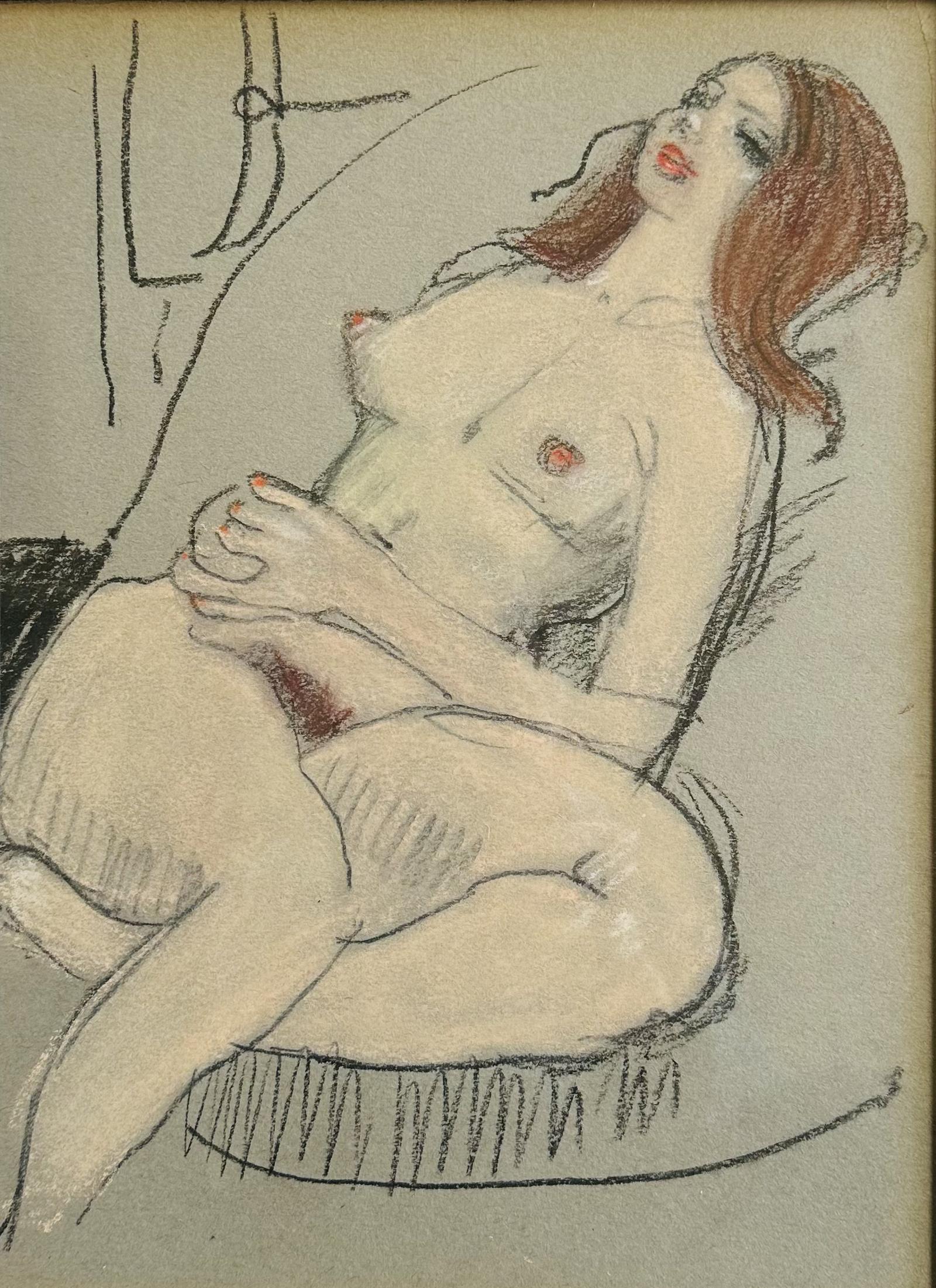 Original Pastel 'reclining Nude' by Toby Horne Shepherd 1909-1993. Framed. Provenance;helen Hale (1 of 2)