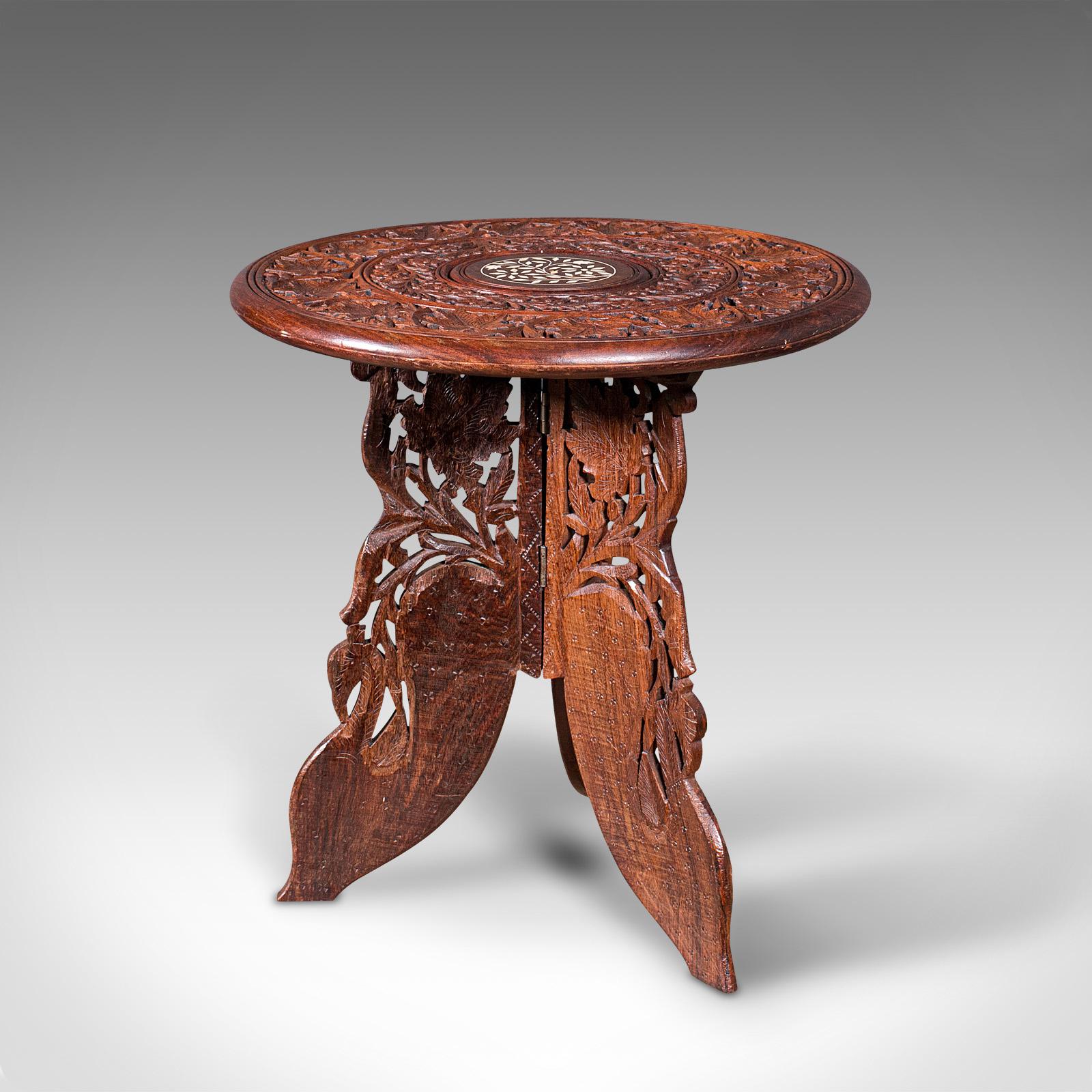 Antique Circular Side Table, Anglo-Indian, Fold Away, Lamp, Wine, Moorish Taste (1 of 12)