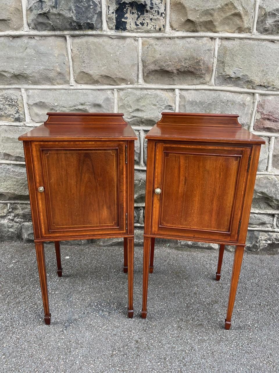 Pair of Edwardian Inlaid Mahogany Bedside Tables / Bedside Cabinets (1 of 16)