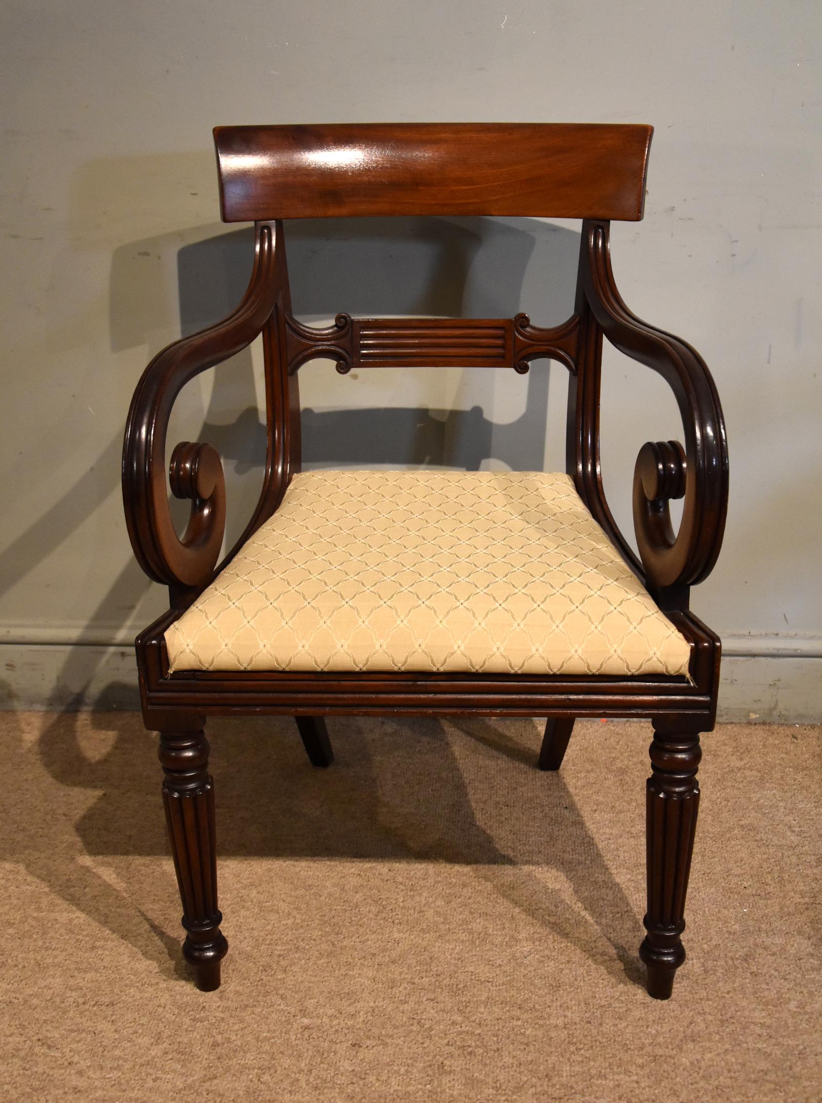Regency Period Mahogany Scroll Armchair (1 of 5) Regency Period Mahogany Scroll Armchair (1 of 5)
